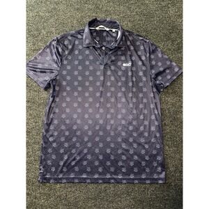Black Clover Polo Shirt Men's M‎ Blue All Over Pattern Golf Shirt
